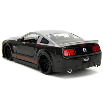 2008 Ford Shelby Mustang GT-500KR Silver and Black with Red Stripes ''Bigtime Muscle'' Series 1/24 Diecast Model Car by Jada