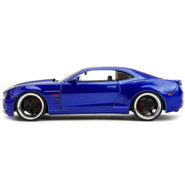 2010 Chevrolet Camaro Candy Blue with Black Hood ''Bigtime Muscle'' Series 1/24 Diecast Model Car by Jada