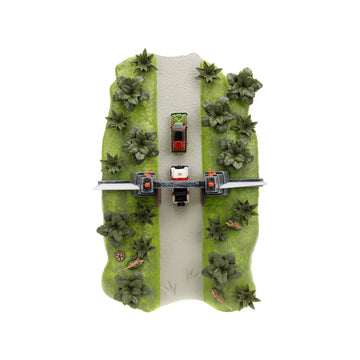 Jurassic Park Theme Park Entrance Diorama With Jeep Wrangler And Ford Explorer 30Th Anniversary ''Jurassic Park'' (1993) Movie '
