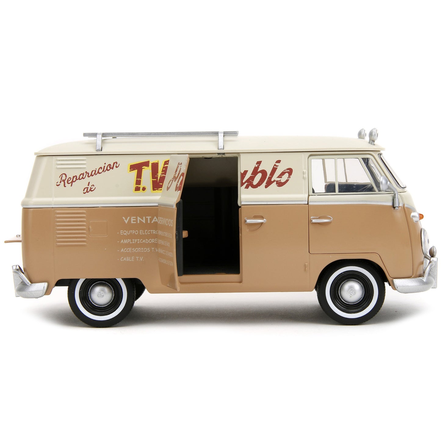 Volkswagen Bus ''Wheeljack'' Tan And Beige ''Frank'S Tv Repair'' And Transformers Logo Diecast Statue ''Transformers: Rise Of Th