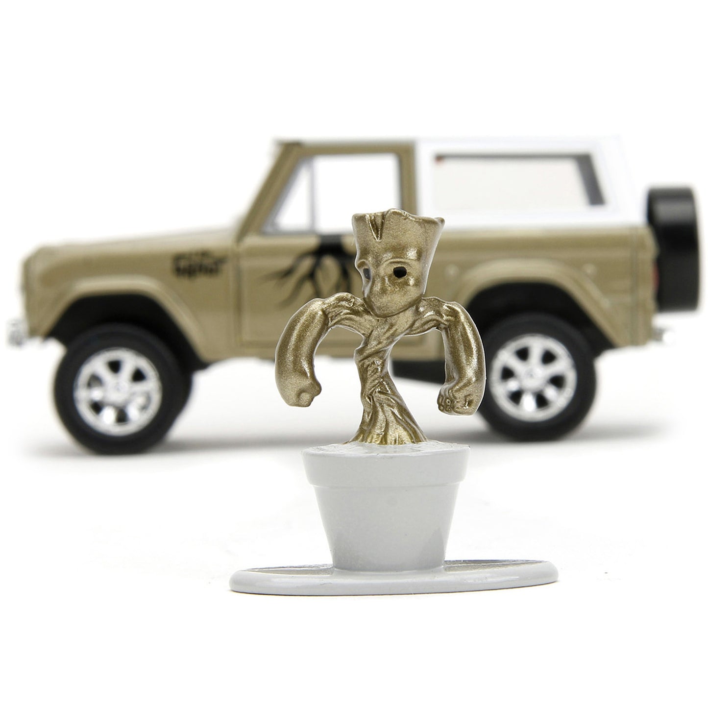 Jada Toys 1:32 Die-Cast 1973 Ford Bronco & Groot Figure - Green, Model 34415, Perfect for Kids and Adults