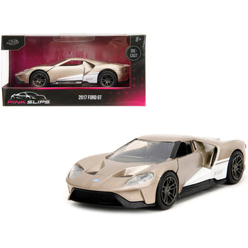 2017 Ford GT Gold Metallic with White Accents ''Pink Slips'' Series 1/32 Diecast Model Car by Jada
