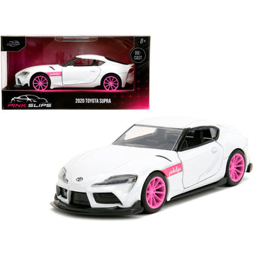 2020 Toyota Supra White Metallic with Pink Wheels ''Pink Slips'' Series 1/32 Diecast Model Car by Jada