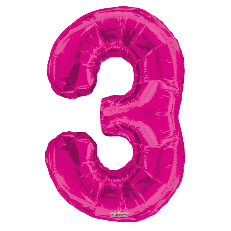 Hot Pink Foil Balloon  Age 3