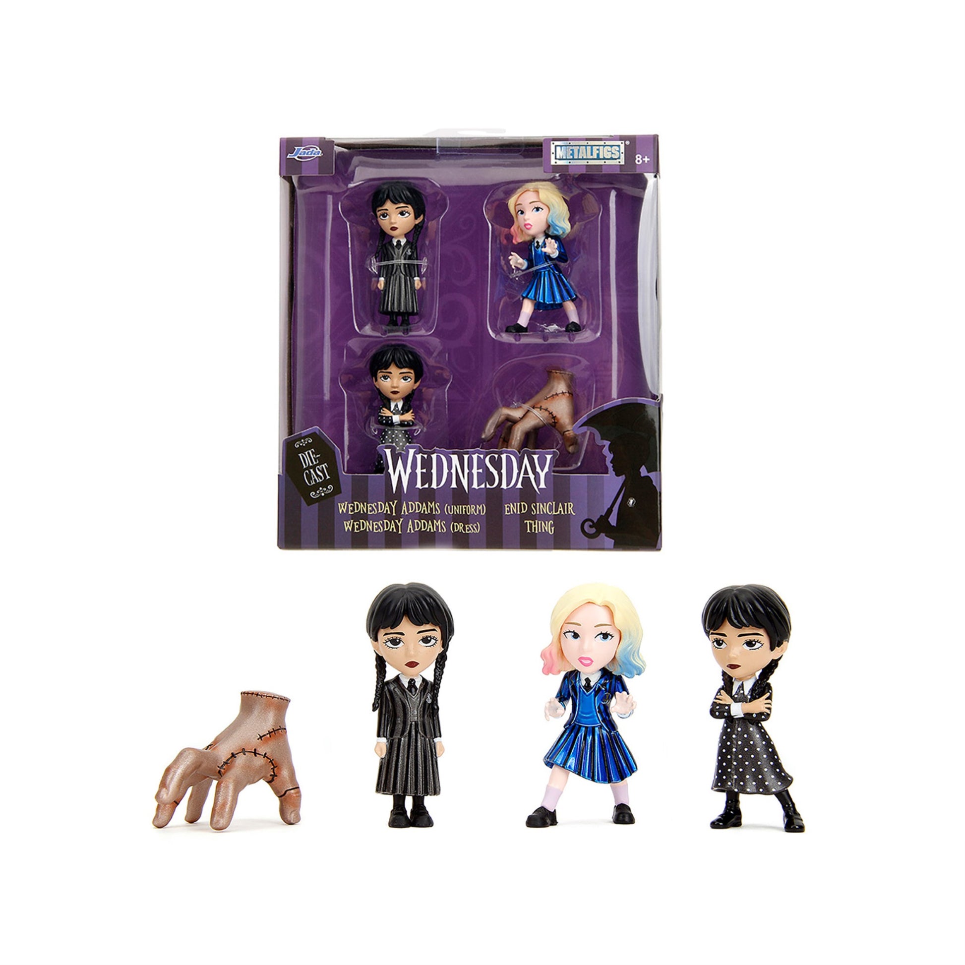 Set of 4 Diecast Figures Wednesday (2022-Current) TV Series Metalfigs Series Diecast Models by Jada
