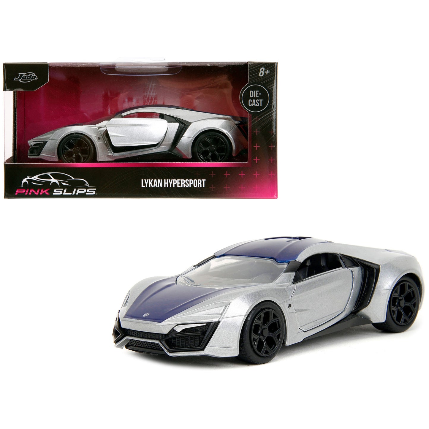 Lykan Hypersport Silver Metallic And Purple ''Pink Slips'' Series 1/32 Diecast Model Car By Jada