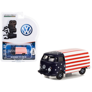 1964 Volkswagen Type 2 Panel Van American Flag Livery Club Vee V-Dub Series 15 1/64 Diecast Model Car By Greenlight