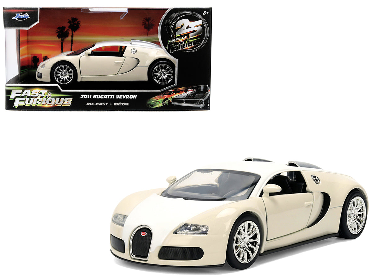 2011 Bugatti Veyron White and Tan inchFurious 7inch (2015) Movie inch25 Years of Fast & Furiousinch Series 1/32 Diecast Model Car by Jada
