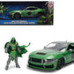 2024 Ford Mustang Dark Horse Green Metallic with Gray Top and Graphic with Doctor Doom Diecast Figure inchMarvels Doctor Doominch Character inchHollywood Ridesinch Series 1/24 Diecast Model Car by Jada