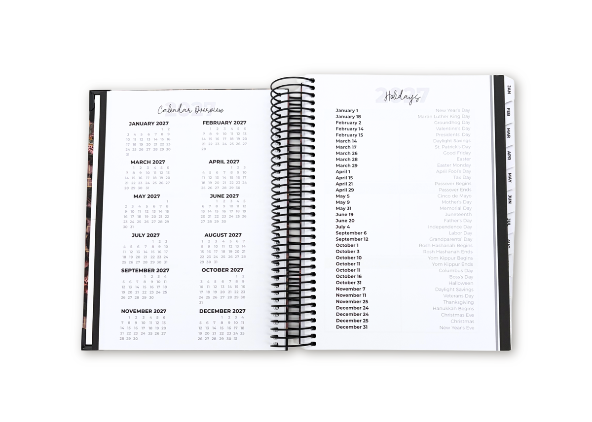 2027 Black Leather Look Daily Planner Premium Bundle
