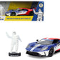 2017 Ford GT Blue and Red with White Stripes with Michelin Man Diecast Figure inchMichelin Tiresinch inchHollywood Ridesinch Series 1/24 Diecast Model Car by Jada