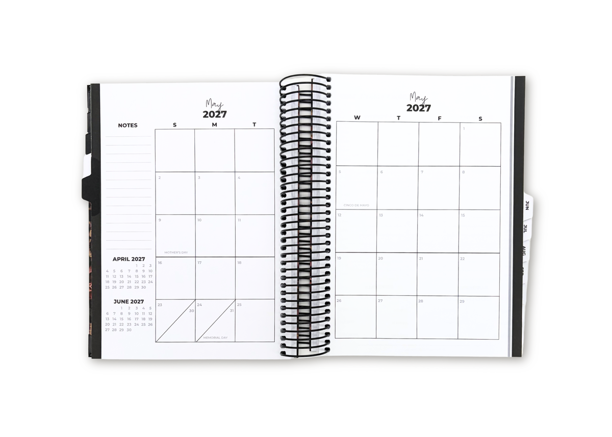 2027 Black Leather Look Daily Planner Basic Bundle