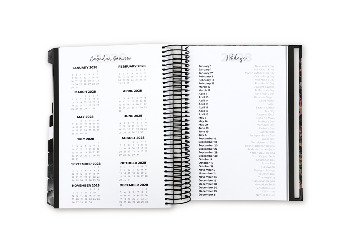 2027 Black Leather Look Daily Planner Basic Bundle