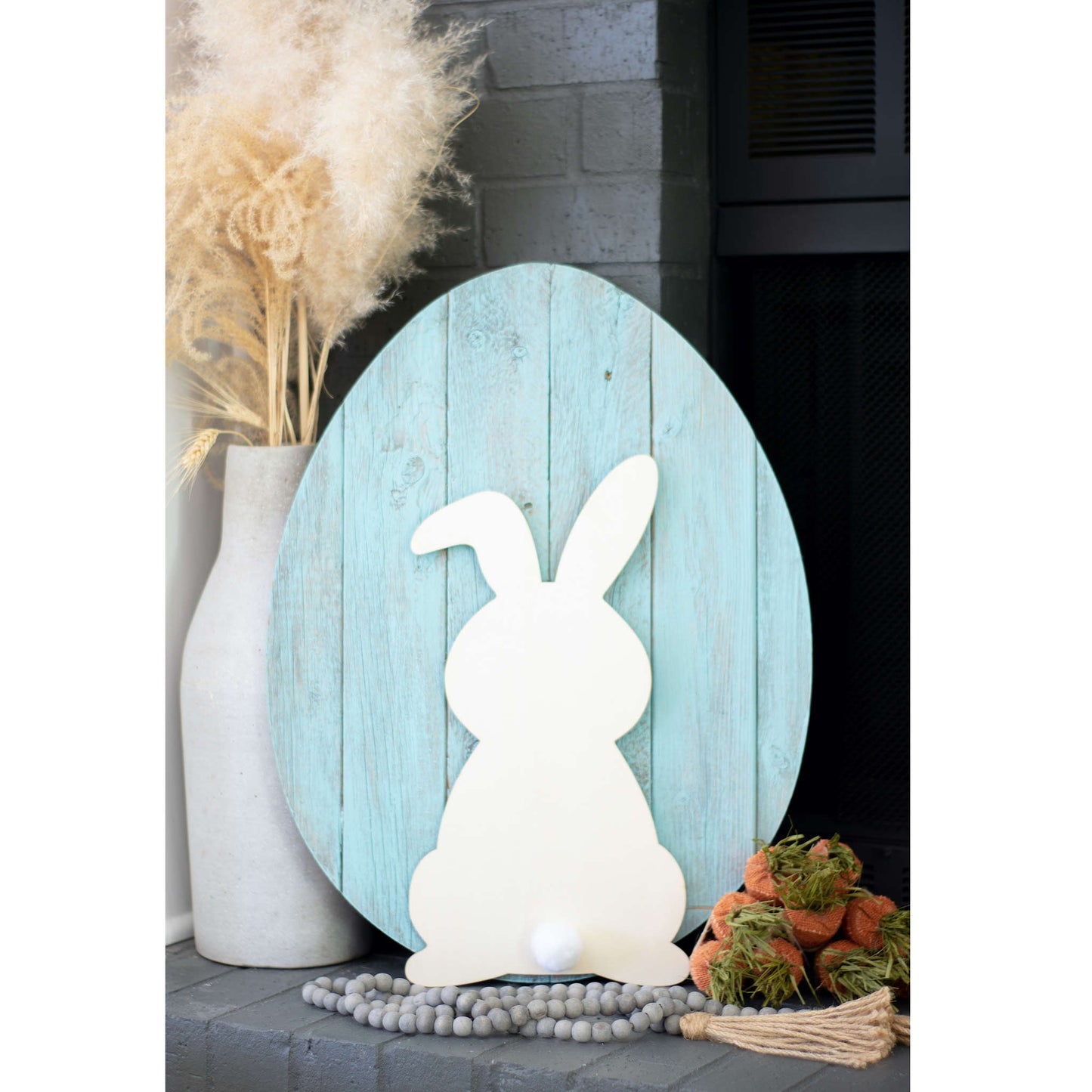 18'' Rustic Farmhouse Turquoise Wooden Large Egg