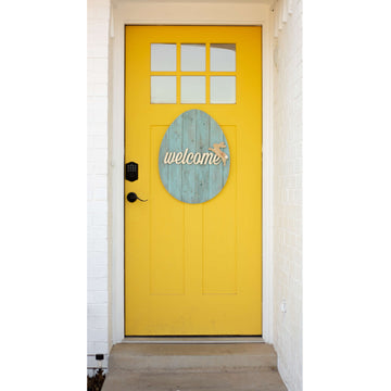24'' Rustic Farmhouse Turquoise Wood Large Egg