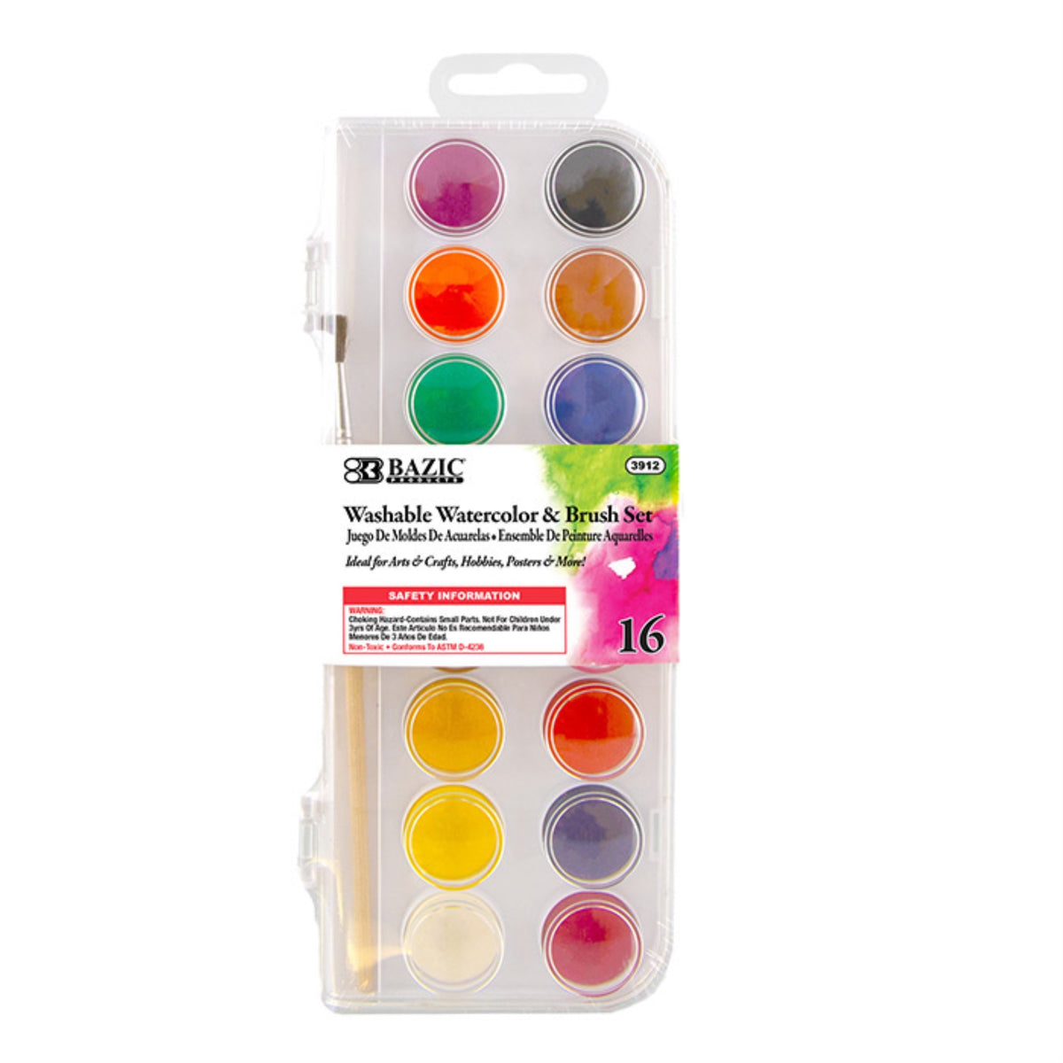 BAZIC 16 Ct. Watercolor w/ Brush / Box Qty  24