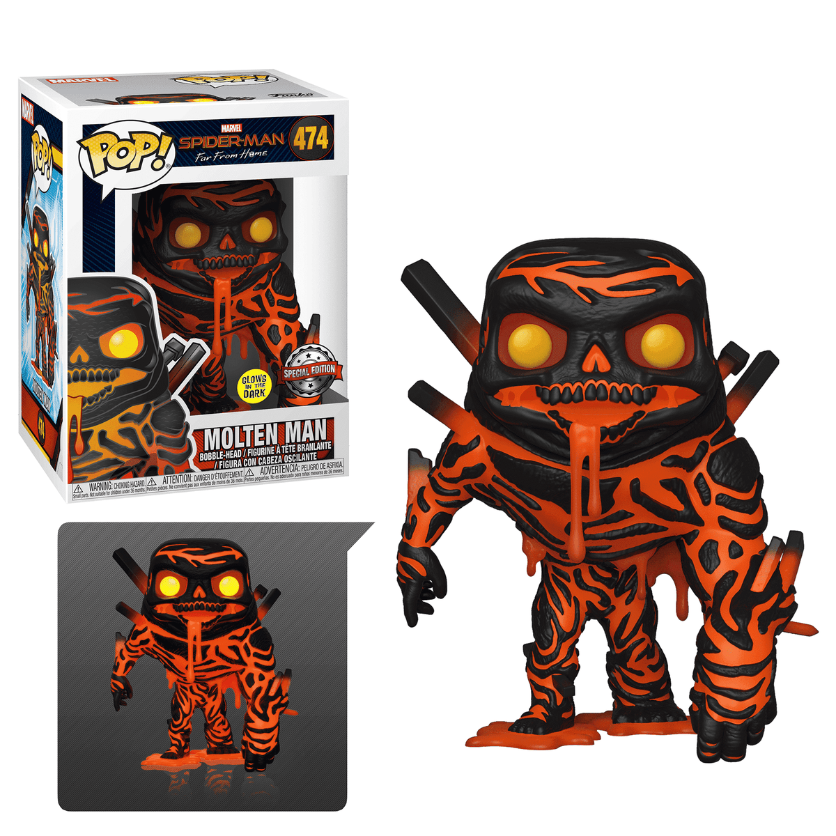 Spider-Man: Far From Home Molten Man (Glow) GITD VAULTED #474 Funko Pop Vinyl Figure