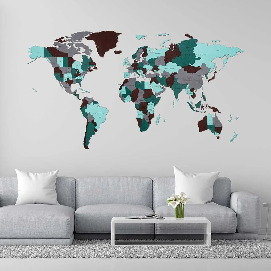 Emerald Planet World Map — Wooden Wall Decor
