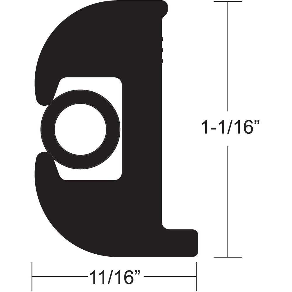 TACO Flex Vinyl Rub Rail Kit - Black w/Black Insert - 50 - 1-1/16