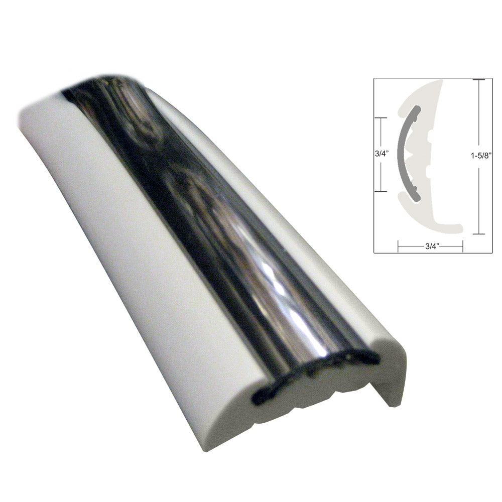 TACO Semi-Rigid Rub Rail Kit - White w/Flex Chrome Insert - 70