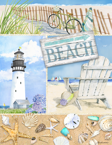 Heritage Puzzle Coastal Collage - 550 Piece Beach Jigsaw Puzzles For Adults Size 18' X 24' By Barb Tourtillotte - Coastal Puzzle Brain Teaser Suitable For Framing - Made In U.S.A.