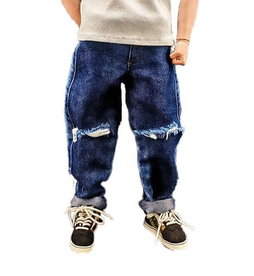 Meetoget 1/6 Scale Male Figure Doll Denim Ripped Jeans Pants Clothes For 12 Inch Action Figure Pm104Us,Ripped Blue