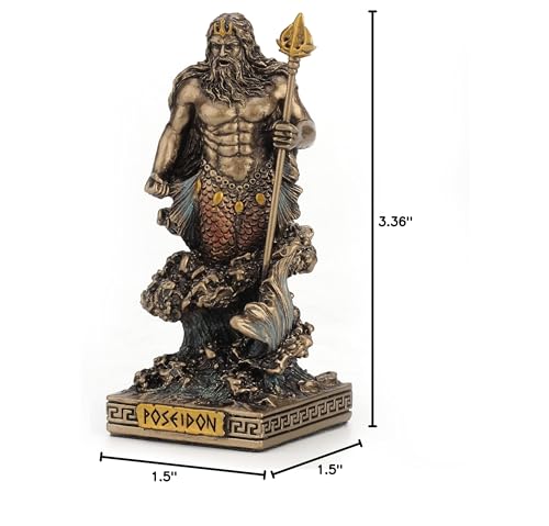 Veronese Design 3 3/8 Inch Poseidon The Greek God Of The Sea Resin Miniature Bronze Finish Figurine
