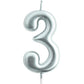 eusbon 3rd Birthday Candle, 2.76    Big Size Number Candle for Cake Decoration, Birthday Party, Wedding Anniversary, Silver (Num
