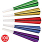Beistle 100 Piece Happy New Year   S Eve Party Favors Horns Birthday Noise Makers, 9''