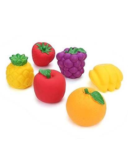 Ratnas Squeezy Toys Fruit 6 pcs Pack for Infants. The Sweet Musical Sound of the Squeezy Toy Makes Kids Happy and Makes Their C