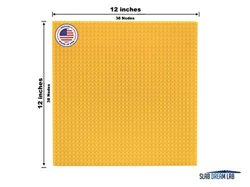 Slabdreamlab 12''X12'' Baseplate For All Major Building Bricks And Blocks (Yellow, Single)
