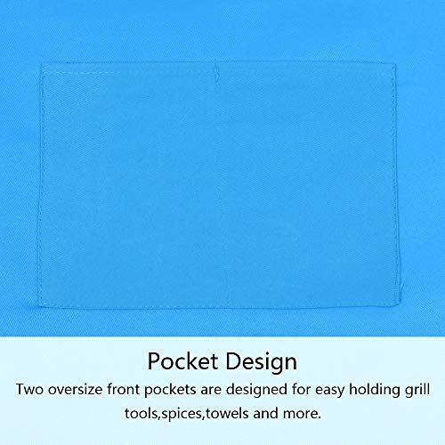 SUNLAND Kids Apron And Hat Set Children Chef Apron For Cooking Baking Painting (Blue, M)