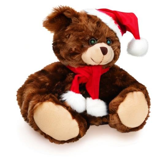 Plushland Adorable Soft and Hairy Santa Teddy Bear  Stuffed Animal Holiday Toys Christmas Accessories - A Perfect Toy Gift for Kids (6 Inches  Xmas Chocolate Bear)