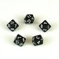 Set Of Five Rhombic Dodecahedron D12 12-Sided Dice In Black