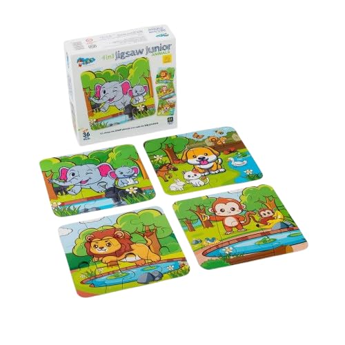 Puzzle Squad 4 in 1 Jigsaw Puzzle Animals Theme for Kids 4+ Years | 36 Pcs | Toys for Kids for Early Learning, Entertainment & S