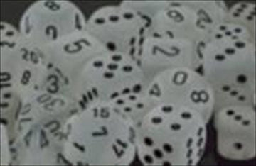 d6 16mm 12 Dice Set Frosted Clear w/Black CHX27601