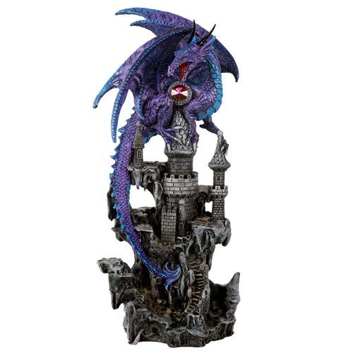 Pacific Giftware Guardian Dragon Protecting Castle With Rhinestone Rock Crystal Tabletop Decor Collectible Figurine Gift (11.75'
