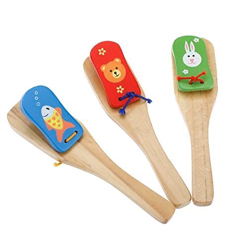 Elbme Kids Musical Percussion Instrument Wooden Castanet Clapper W/Handle