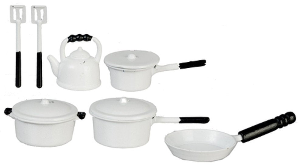 Town Square Miniatures Pots and Pans  10 Piece  White Metal #G6103
