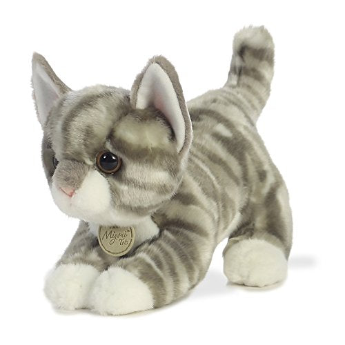 Aurora    Adorable Miyoni    Grey Tabby Kitten Stuffed Animal - Lifelike Detail - Cherished Companionship - Gray 9 Inches