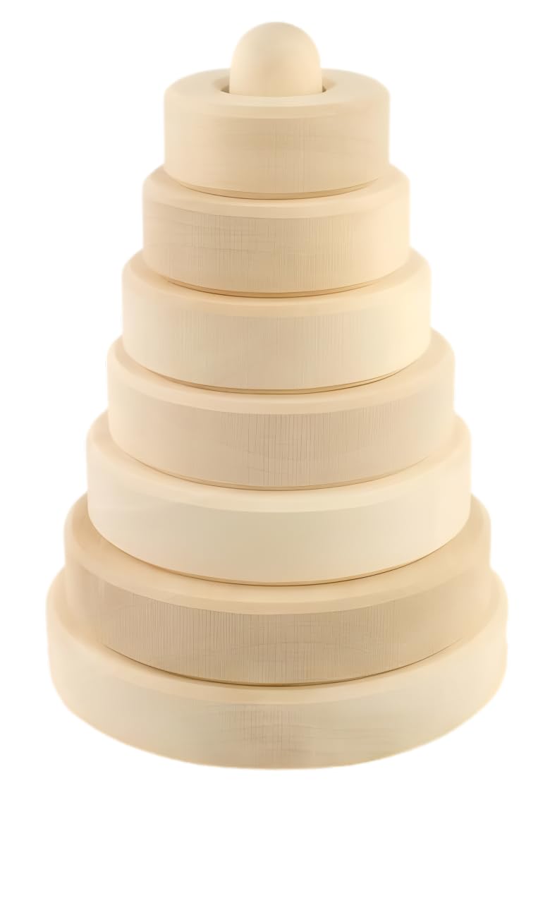 Helina Desai Wooden Stacking Rings Toy For Babies Toddlers Montessori Learning Toy Natural Wood Stacker Educational Shape Sortin