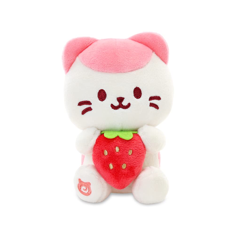 Anirollz Stuffed Animal Plush Toy – 6' Small Sitting Plush Doll Soft, Squishy, Warm, Cute, Comfort, Safe Birthday Kitty Cat Character With Strawberry Kittiroll