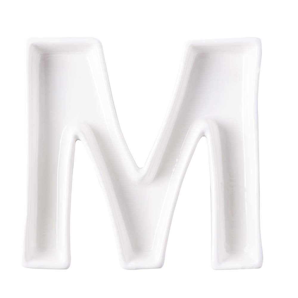 Coffeezone Small Ceramic Letter Dish & Plates for Candy/Nuts Ideas, Wedding Party Decor (Letter M)