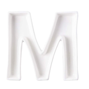 Coffeezone Small Ceramic Letter Dish & Plates for Candy/Nuts Ideas, Wedding Party Decor (Letter M)