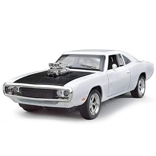 Aldorado 1:24 Dodge Charge F7 - White Alloy Diecast Pullback Metal Car Toy With Sound Light & Opening Doors - Great Gift Toy For