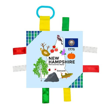 Baby Jack & Co 8X8” Learning Lovey Tag Toys For Babies - Baby Crinkle Toys - Crinkle Toys For Baby - Soft & Safe - Learn Usa State Facts - Ideal Baby Toy Bpa Free W/Stroller Clip (New Hampshire)