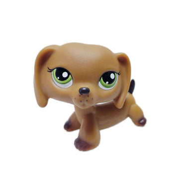 Litaofa Mini Rare Pet #139 Brown Dachshund Dog Green Eyes Freckles Puppy Action Figures Toys
