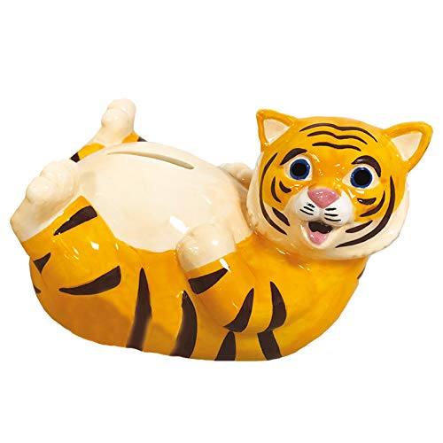 Crockery Critters Tiger Money Bank From Deluxebase. Animal Shaped Money Box For Kids. Cute Ceramic Piggy Bank For Girls Or Boys.