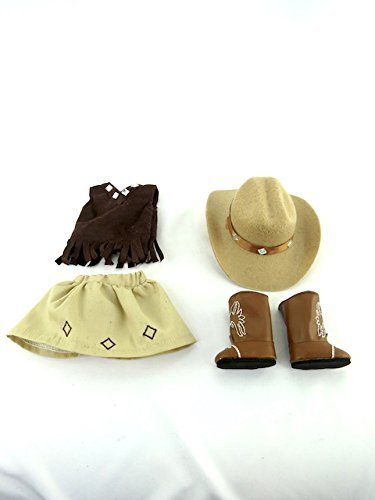 American Fashion World Brown Cowgirl Outfit for 14-Inch Dolls | Hat and Boots Included| enhanced Quality & Trendy Design | Dolls Clothes | Outfit Fashions for Dolls for Popular Brands