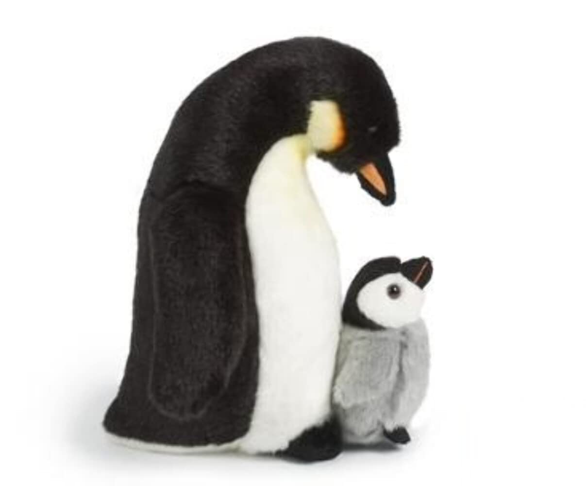 Living Nature Penguin With Chick, Realistic Soft Cuddly Sea Animal Toys, Naturli Eco-Friendly Plush, 11 Inches